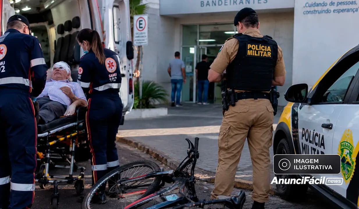 Idoso fica ferido após ser atropelado por bicicleta em Bandeirantes