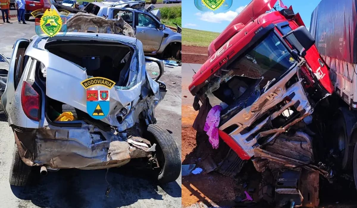 Três pessoas morrem em batida frontal entre carreta e caminhonete em Tamarana