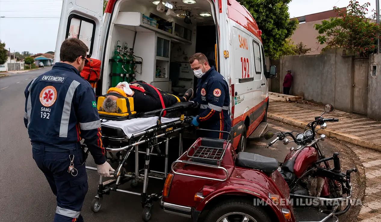 Idosa fica ferida após queda de triciclo em Cornélio Procópio
