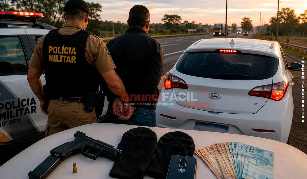 Suspeito de tentativa de homicídio é preso com arma de numeração raspada após perseguição na BR-369