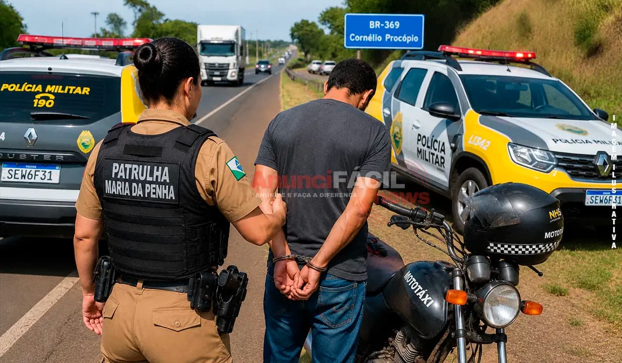 Autor de tentativa de feminicídio é preso na BR-369 após atear fogo na companheira em Bandeirantes