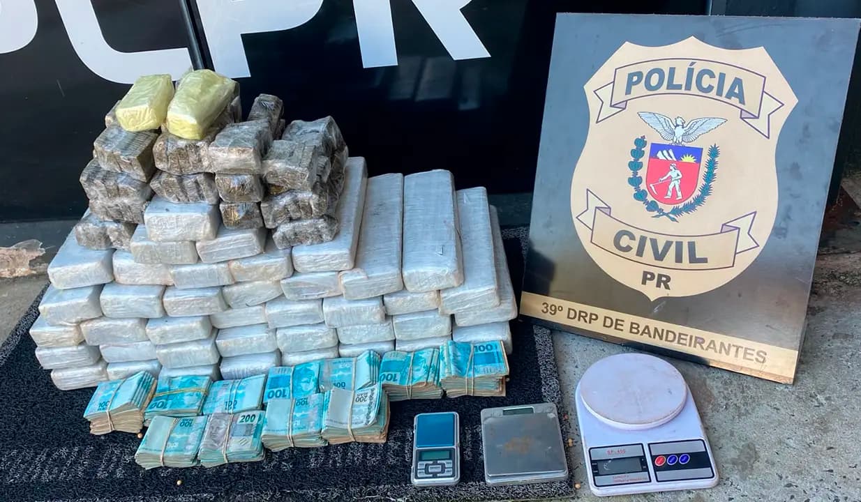 Operação Ricochete prende sete suspeitos e apreende mais de R$ 110 mil e 35 kg de maconha em Bandeirantes