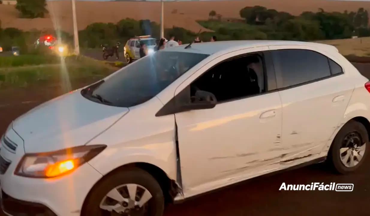 Colisão entre carro e motocicleta deixa três feridos, entre eles uma gestante, em Cornélio Procópio
