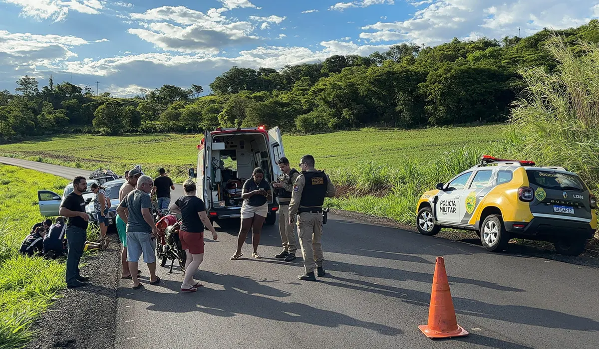 Motociclista sofre queda na PR que liga a PR-369 ao distrito de Congonhas