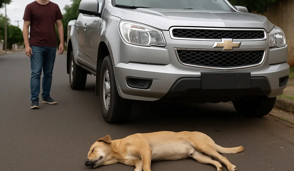 Cão é atropelado e morto por caminhonete em Uraí; tutor pede providências