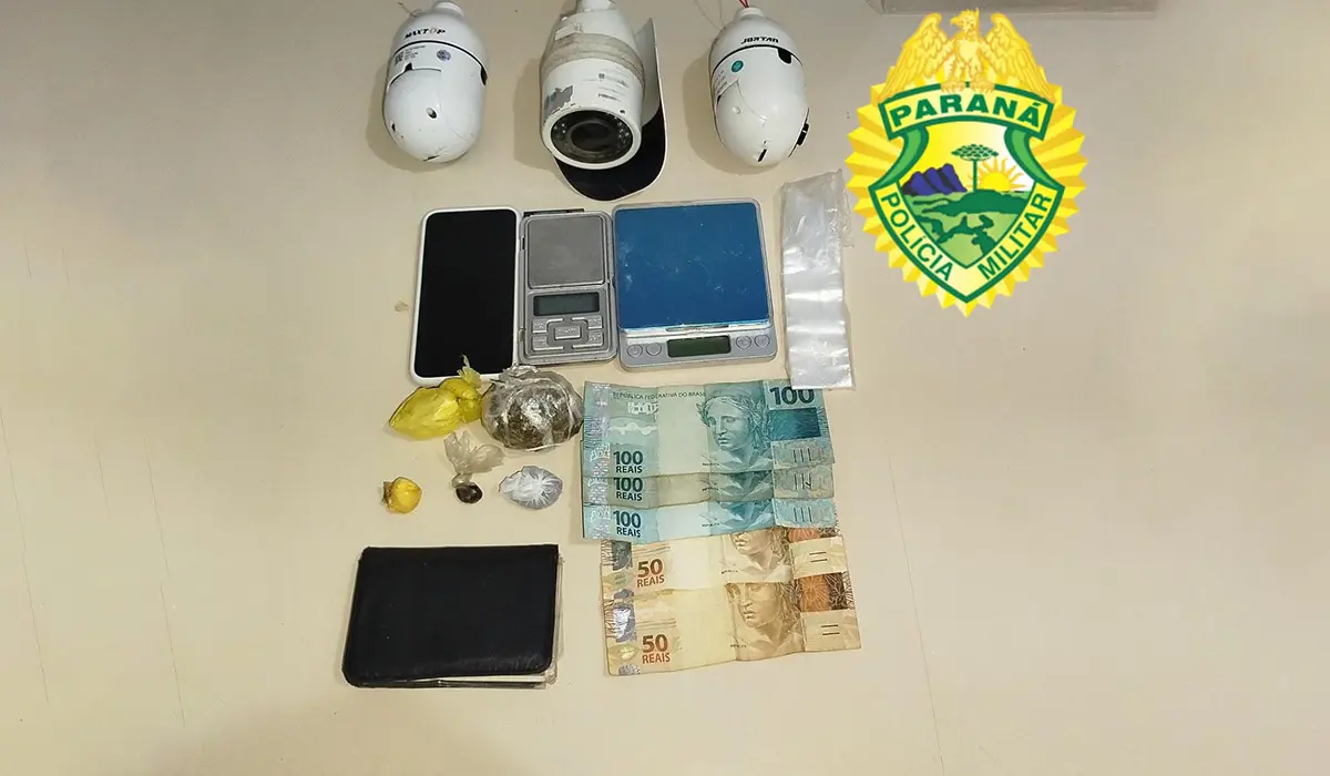 Polícia Militar Apreende Drogas e Câmeras com Suspeito de Tráfico na Vila Santa Terezinha