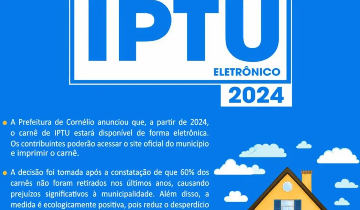 Prefeitura de Cornélio Procópio passa a fornecer carnê do IPTU de forma eletrônica