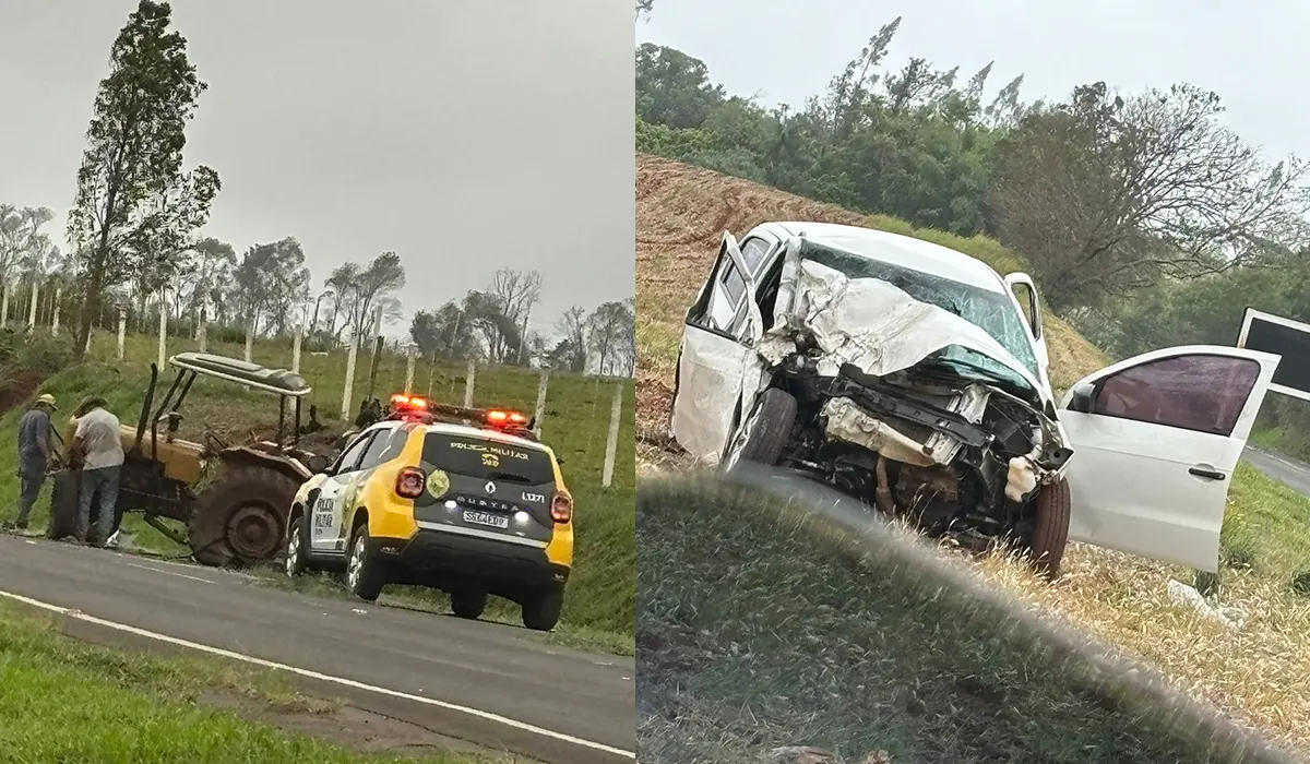 PR-435: Colisão Traseira Entre Trator e Carro Causa Ferimentos Graves em Congonhinhas