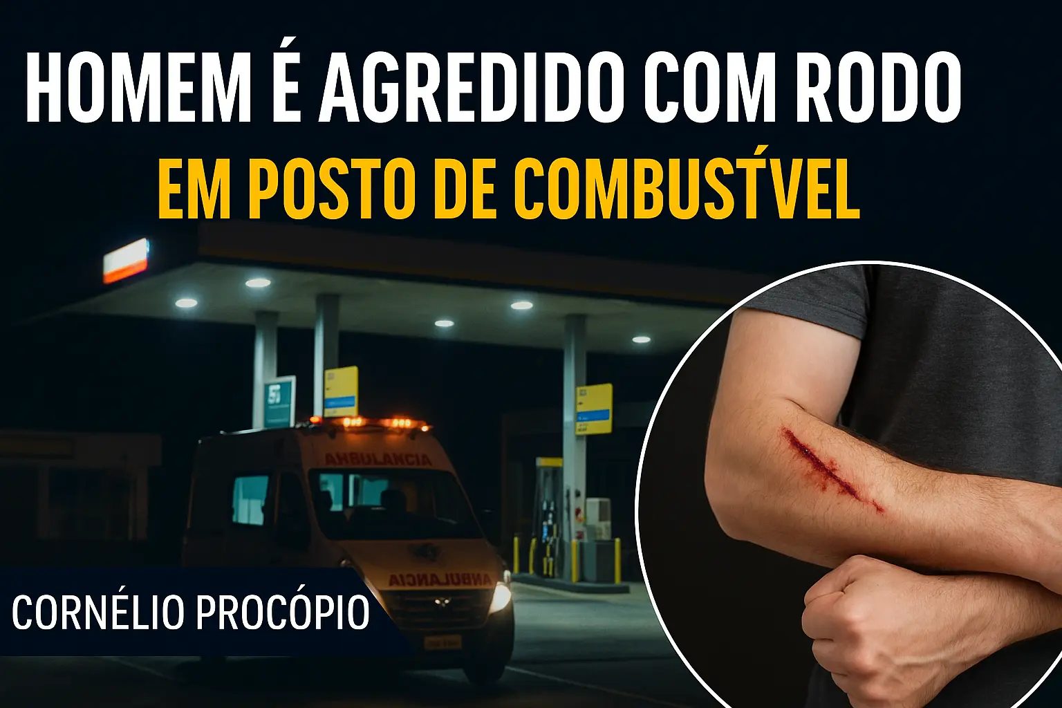 Homem é agredido com rodo em posto de combustível e vai parar na Santa Casa em Cornélio Procópio