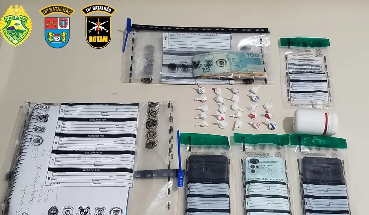 Polícia apreende cocaína, dinheiro e celulares durante mandado no Jardim Cristo Rei, em Cornélio Procópio