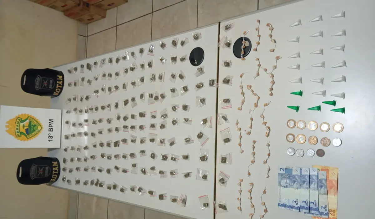 Homem é preso com grande quantidade de drogas em Congonhinhas; entorpecentes seriam levados para Santa Maria do Rio do Peixe